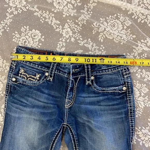 Rock Revival DENISA Straight Leg Denim Jeans SZ 29 NEW THICK WHITE STITCHING